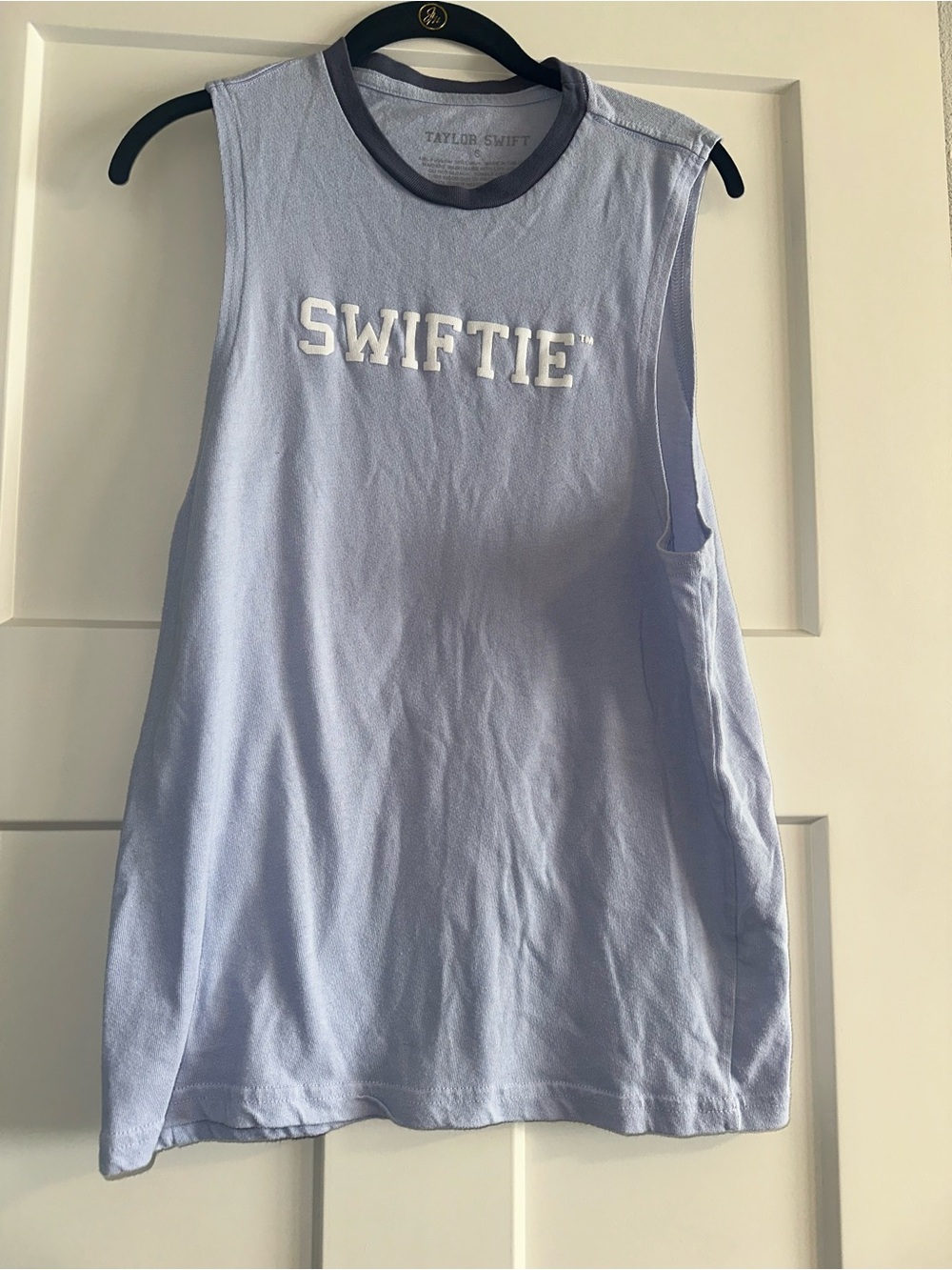 Taylor Swift Light Blue Muscle Tee with Navy Trim